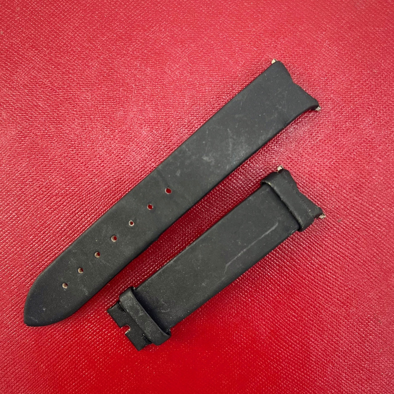 Guarantee Authentic Piaget Black Satin On Leather Strap 18mmx16mm Watch Band