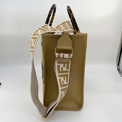 Guarantee authentic Fendi Medium Sunshine Python embossed Logo Top handle Shopper Tote Bag