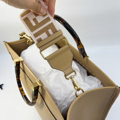 Guarantee authentic Fendi Medium Sunshine Python embossed Logo Top handle Shopper Tote Bag
