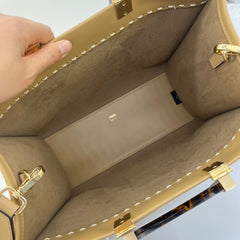 Guarantee authentic Fendi Medium Sunshine Python embossed Logo Top handle Shopper Tote Bag