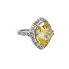 Nutural Diamonds & Yellow stone Size adjustable  14k Gold Ring