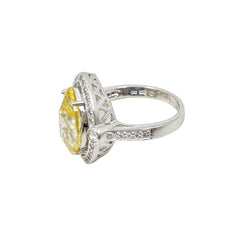 Nutural Diamonds & Yellow stone Size adjustable  14k Gold Ring