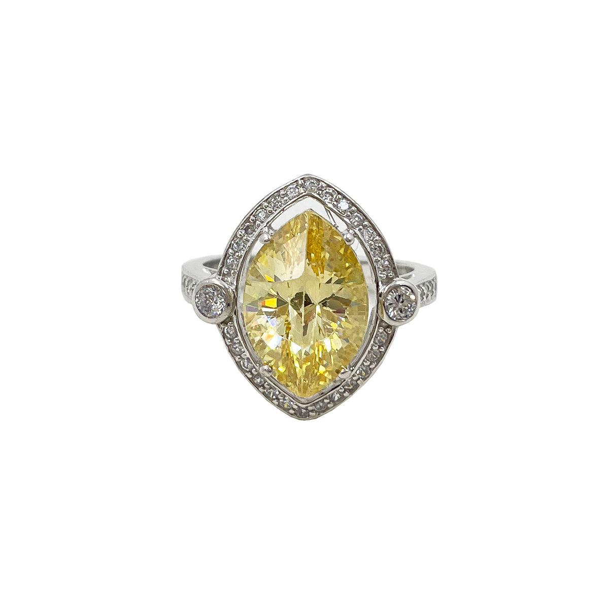 Nutural Diamonds & Yellow stone Size adjustable  14k Gold Ring