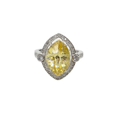 Nutural Diamonds & Yellow stone Size adjustable  14k Gold Ring