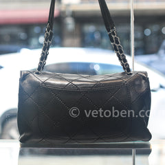 CHANEL Black Quilted Lambskin Leather Orient Express Flap Bag