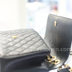 CHANEL 캐비어 퀼팅 미디엄 CC 필리그리 플랩 블랙