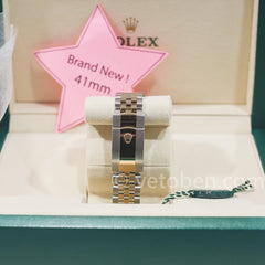 ROLEX Datejust 41 스틸 옐로우 골드 다이아몬드 남성용 시계