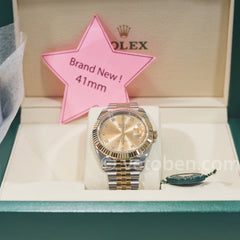 ROLEX Datejust 41 스틸 옐로우 골드 다이아몬드 남성용 시계