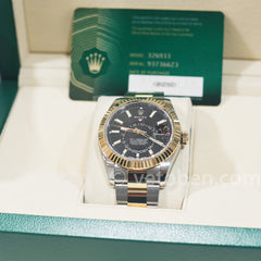 롤렉스 Sky-Dweller 326933 블랙 다이얼 스테인레스 &amp; 골드
