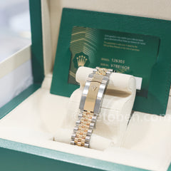 롤렉스 Datejust 41mm 옐로우 골드/스틸 샴페인 인덱스 다이얼 스무스 베젤