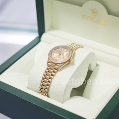 Rolex Ladies Diamond Dial, Diamond Bezel, Gold
