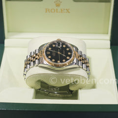 Rolex Datejust 36mm Gold And Steel Fluted Bezel Diamond Dial