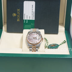 ROLEX Datejust 36 Stainless Steel and Yellow Gold Black Mother of Pearl Diamond Dial