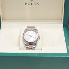 롤렉스 Datejust 36mm 스테인리스 스틸 및 옐로우 골드 화이트 인덱스