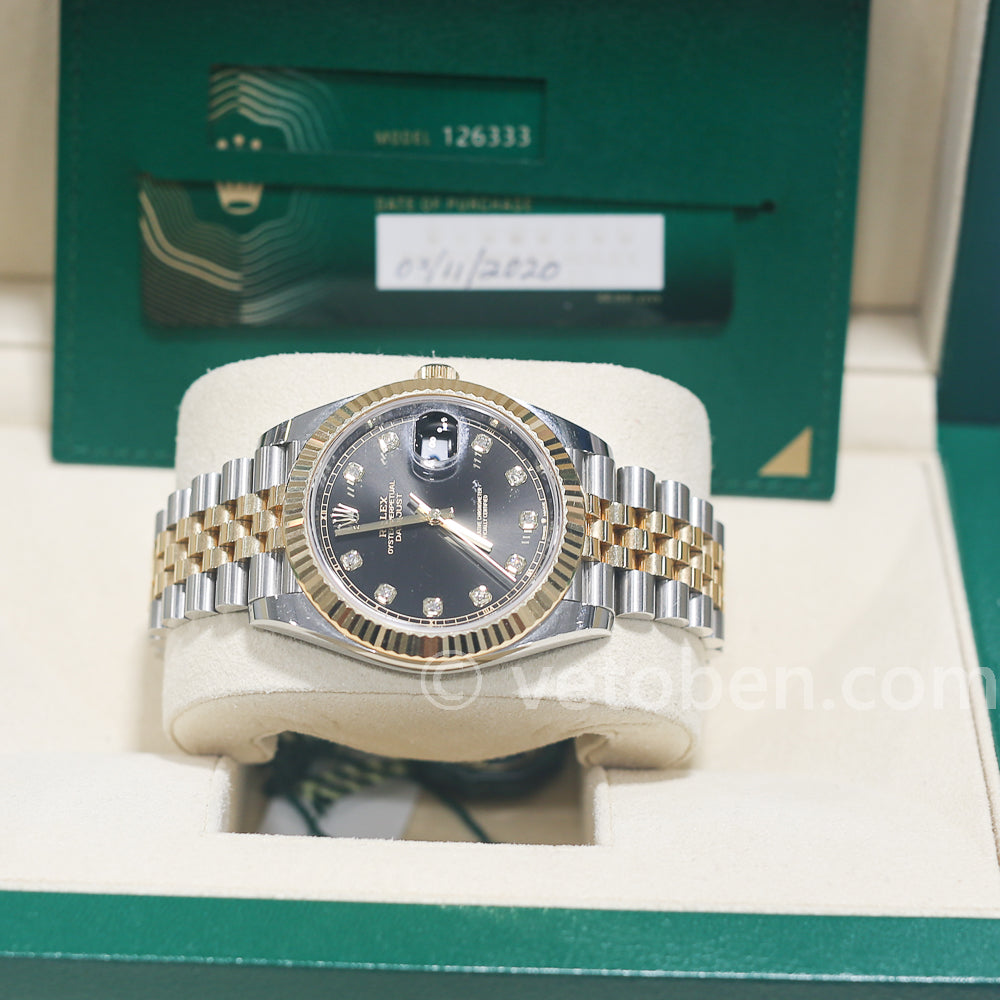 Rolex Datejust 126333 41mm Gold And Steel Fluted Bezel Diamond Dial