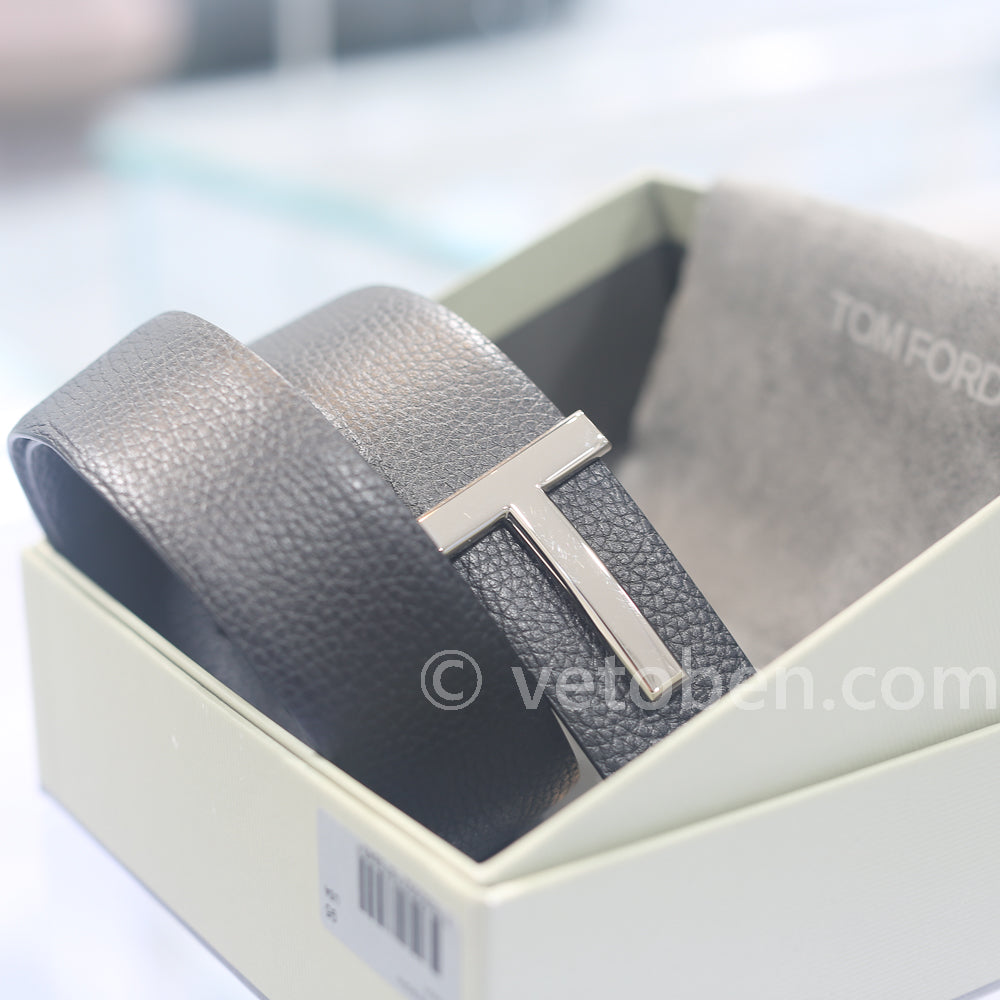 TOM FORD 남성 시그니처 T 리버서블 가죽 벨트