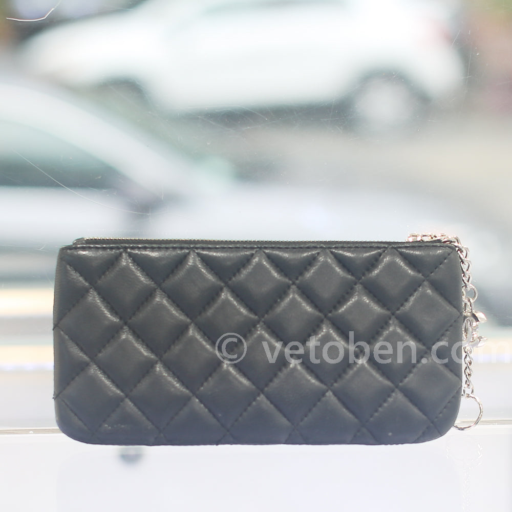 CHANEL Quilted Zip Pouch Black