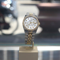 롤렉스 36mm Datejust 투톤 옐로우 골드 &amp; 스테인리스 스틸, 자개 다이얼 &amp; 다이아몬드 베젤 16234