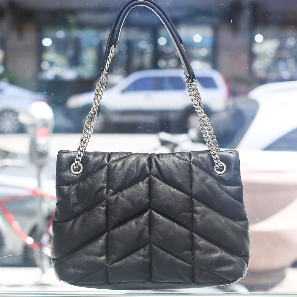 medium puffer in quilted lambskin leather