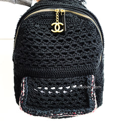 CHANEL 2017 Crochet Cayo Coco Black Backpack