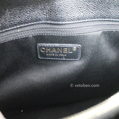 CHANEL 캐비어 퀼팅 그랜드 쇼핑 토트 GST 블랙