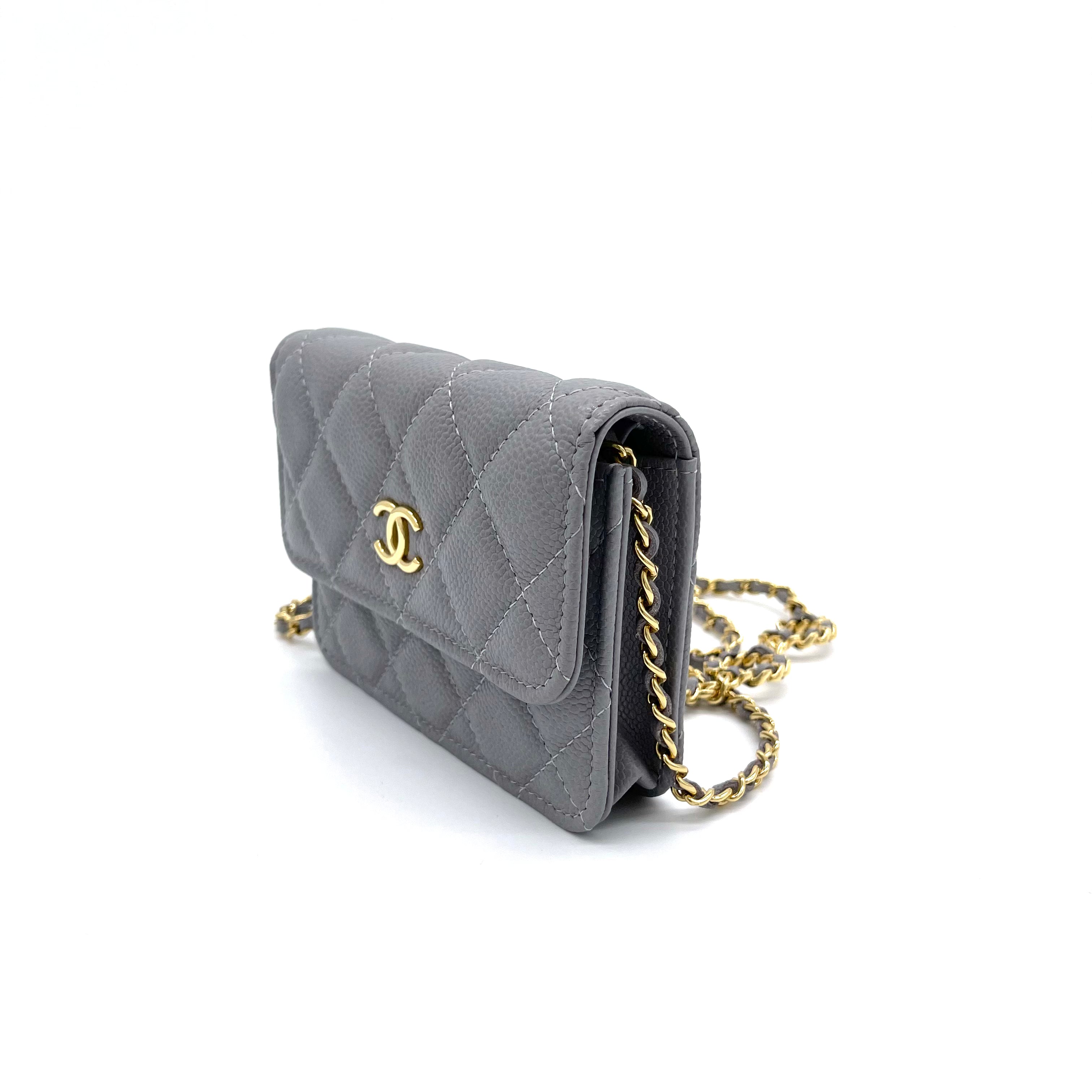 New Chanel classic mini Chain Clutch Rect. Beige caramel caviar gold hw Bag