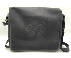 LOUIS VUITTON Authentic Men's Damier Jean Citadin Shoulder Bag Noir Leather