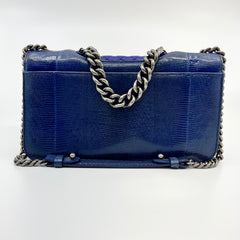 Chanel Blue Lizard Skin Medium Perfect Edge Flap Bag