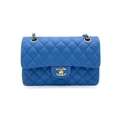 Brand New Chanel Small Classic Quilted Flap Blue Caviar Gold Hardware