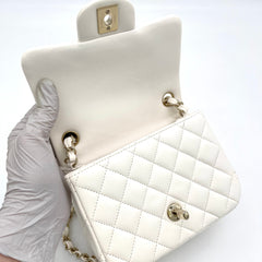 Brand New CHANEL Lambskin Quilted New Mini Square Flap White