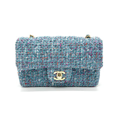 Chanel Tweed Flap Bag Baby Blue Medium