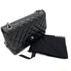 CHANEL Lambskin Quilted Jumbo Double Flap Black