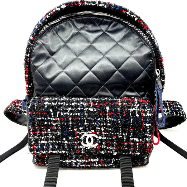 Multicolor and Black Quilted Nylon and Tweed Astronaut Essentials Backpack  Silver Hardware, 2017