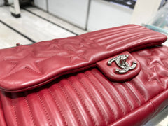 CHANEL Lambskin Quilted Jumbo Paris Dallas Single Flap Red