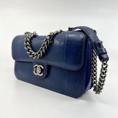Chanel Blue Lizard Skin Medium Perfect Edge Flap Bag
