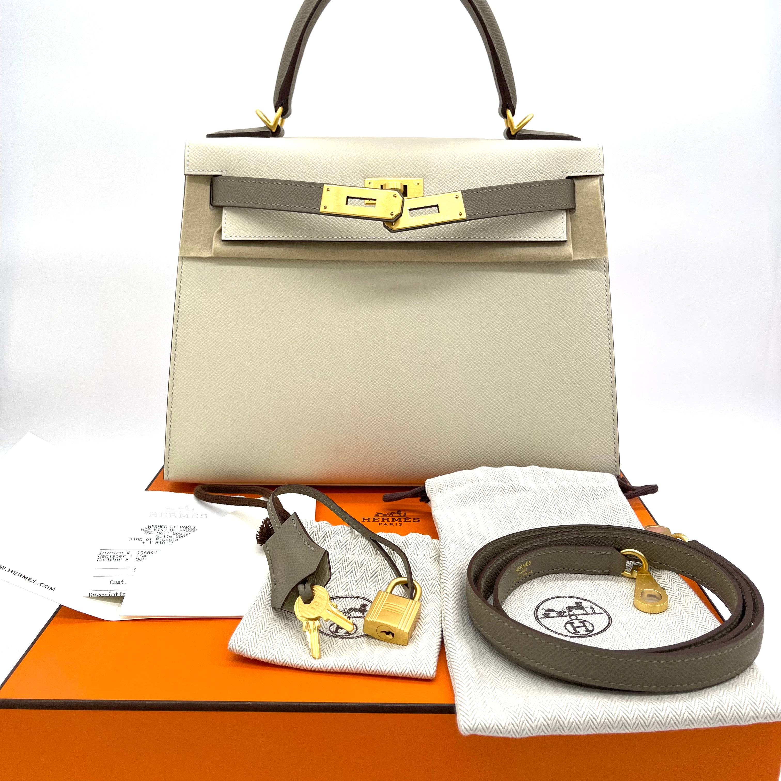 Brand New HERMES New Craie and Etoupe Epsom HSS Special Order Sellier –
