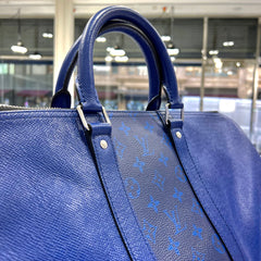 LOUIS VUITTON Keepall Cobalt Blue Tiagarama Bandouliere Coated Canvas Travel Duffle Bag