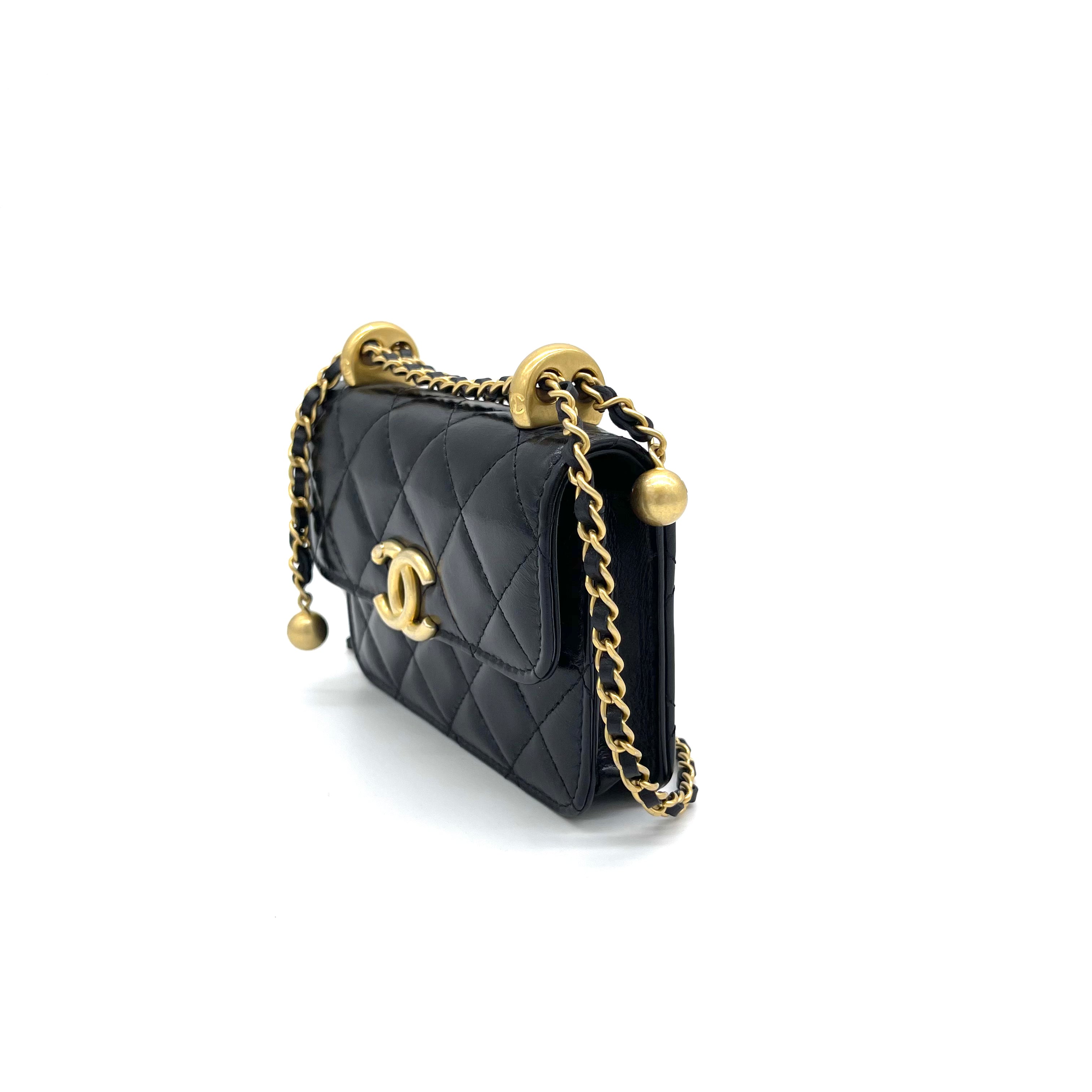 Chanel 21A Flap Coin Purse with Chain Calfskin & Gold-Tone Metal