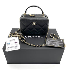 Brand New CHANEL Caviar Quilted Vanity Case Black Mini