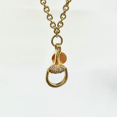 GUCCI 18K Yellow Gold & Diamond Horsebit Pendant Necklace