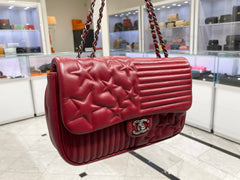 CHANEL Lambskin Quilted Jumbo Paris Dallas Single Flap Red