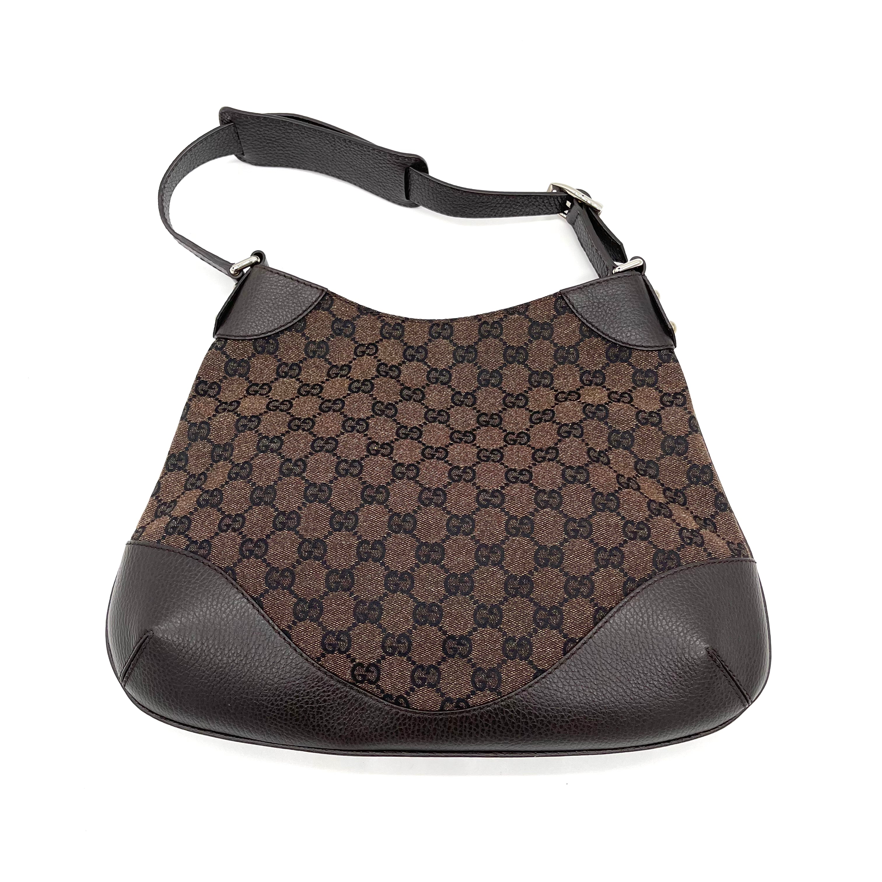 New Gucci Brown GG Canvas Hobo Bag