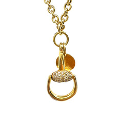 GUCCI 18K Yellow Gold & Diamond Horsebit Pendant Necklace