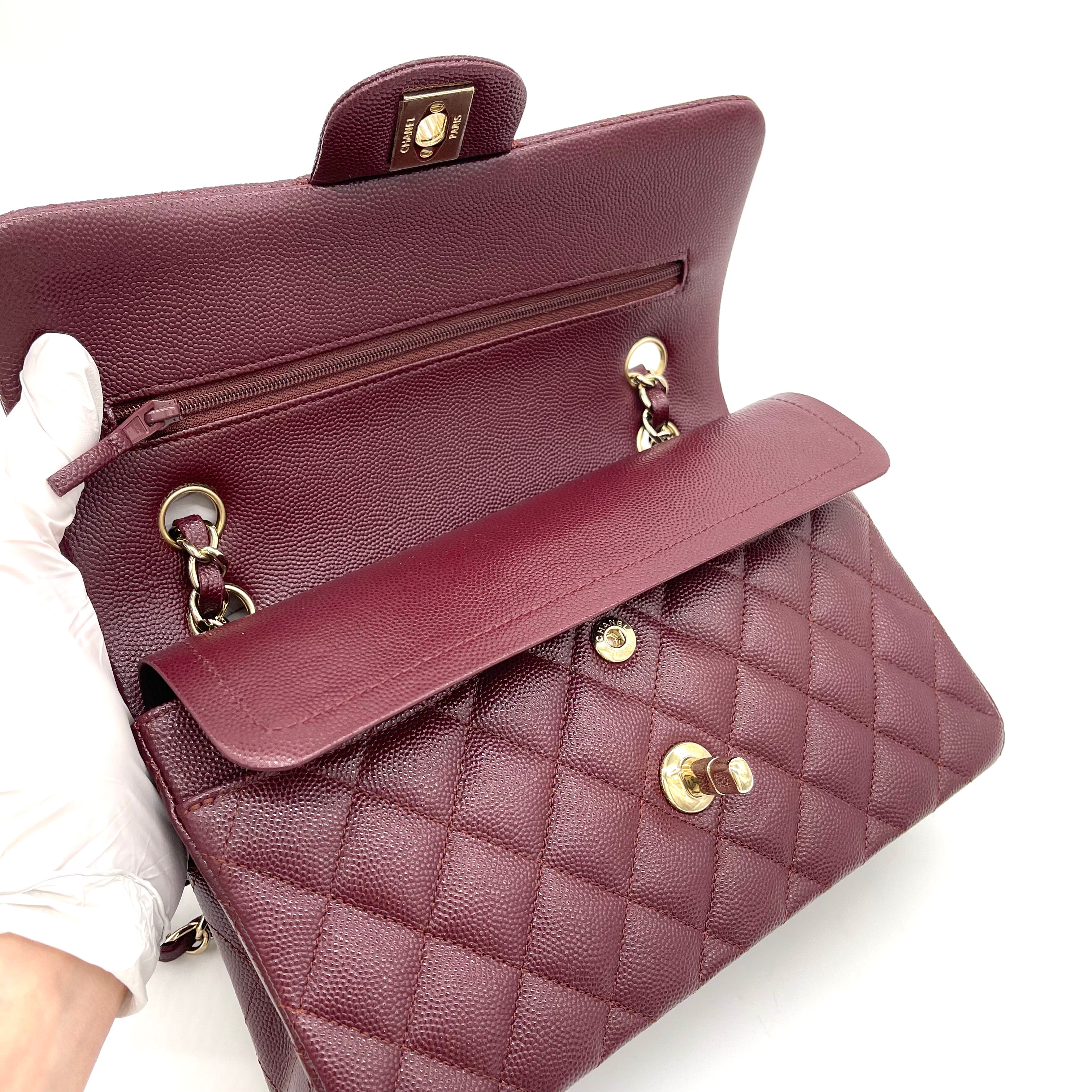 Brand New CHANEL Caviar Quilted Small Double Flap Burgundy