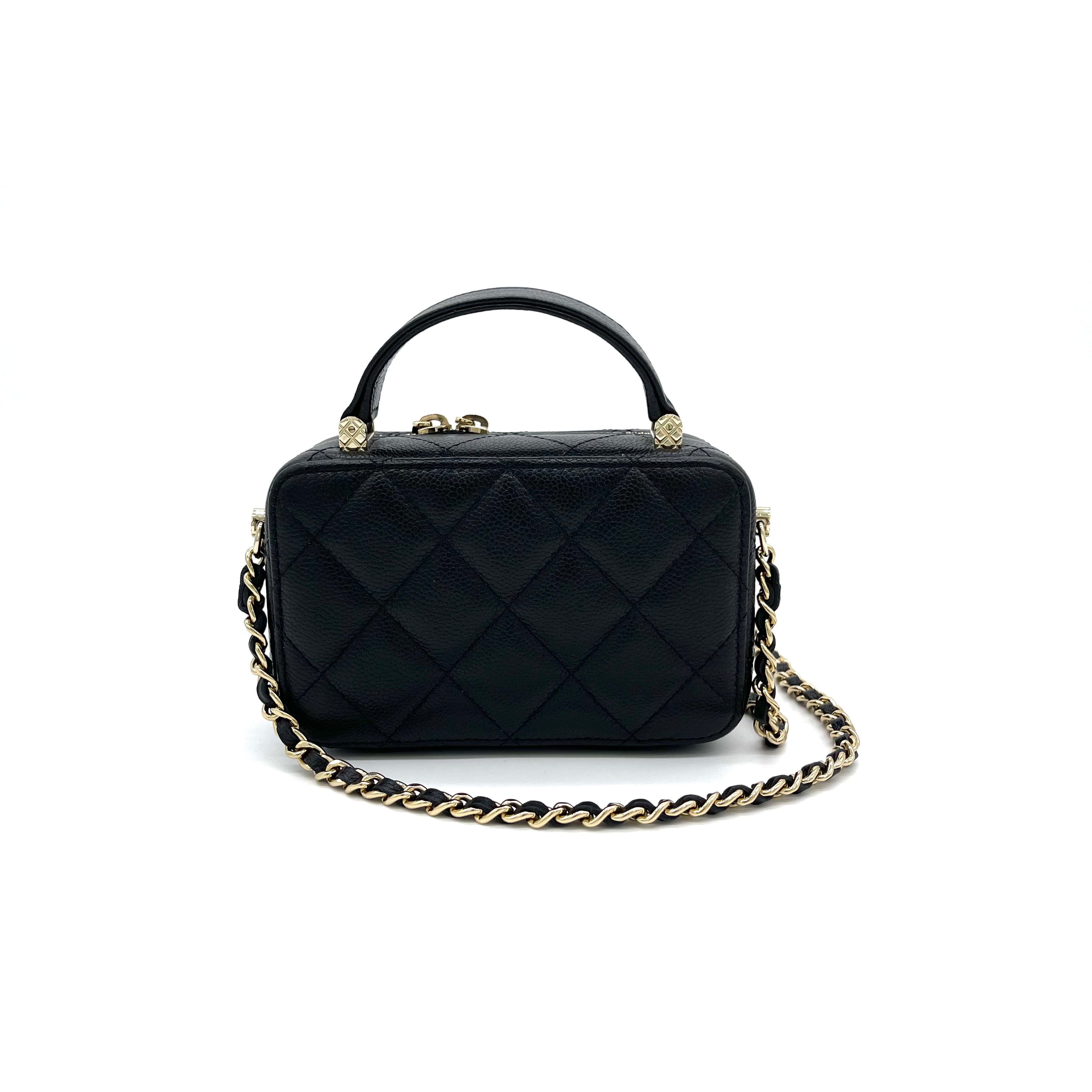 Brand New CHANEL Caviar Quilted Vanity Case Black Mini