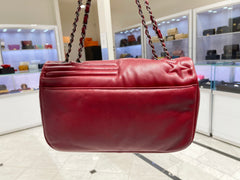 CHANEL Lambskin Quilted Jumbo Paris Dallas Single Flap Red