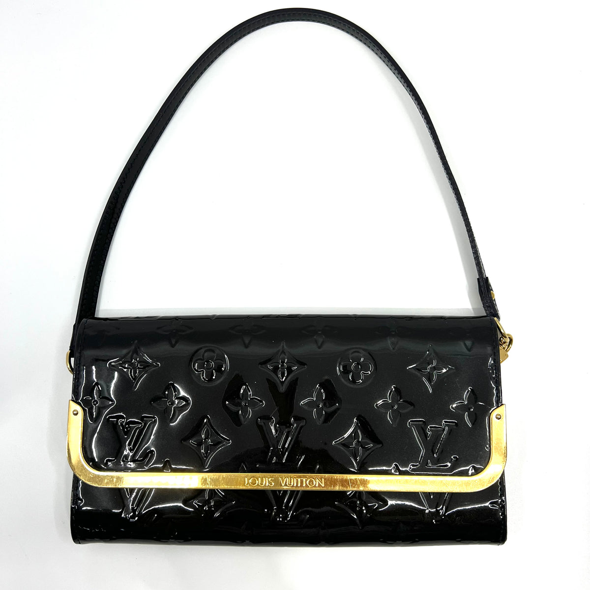 LOUIS VUITTON 베르니스 블랙 MM 아마란테 포쉐트 클러치 백