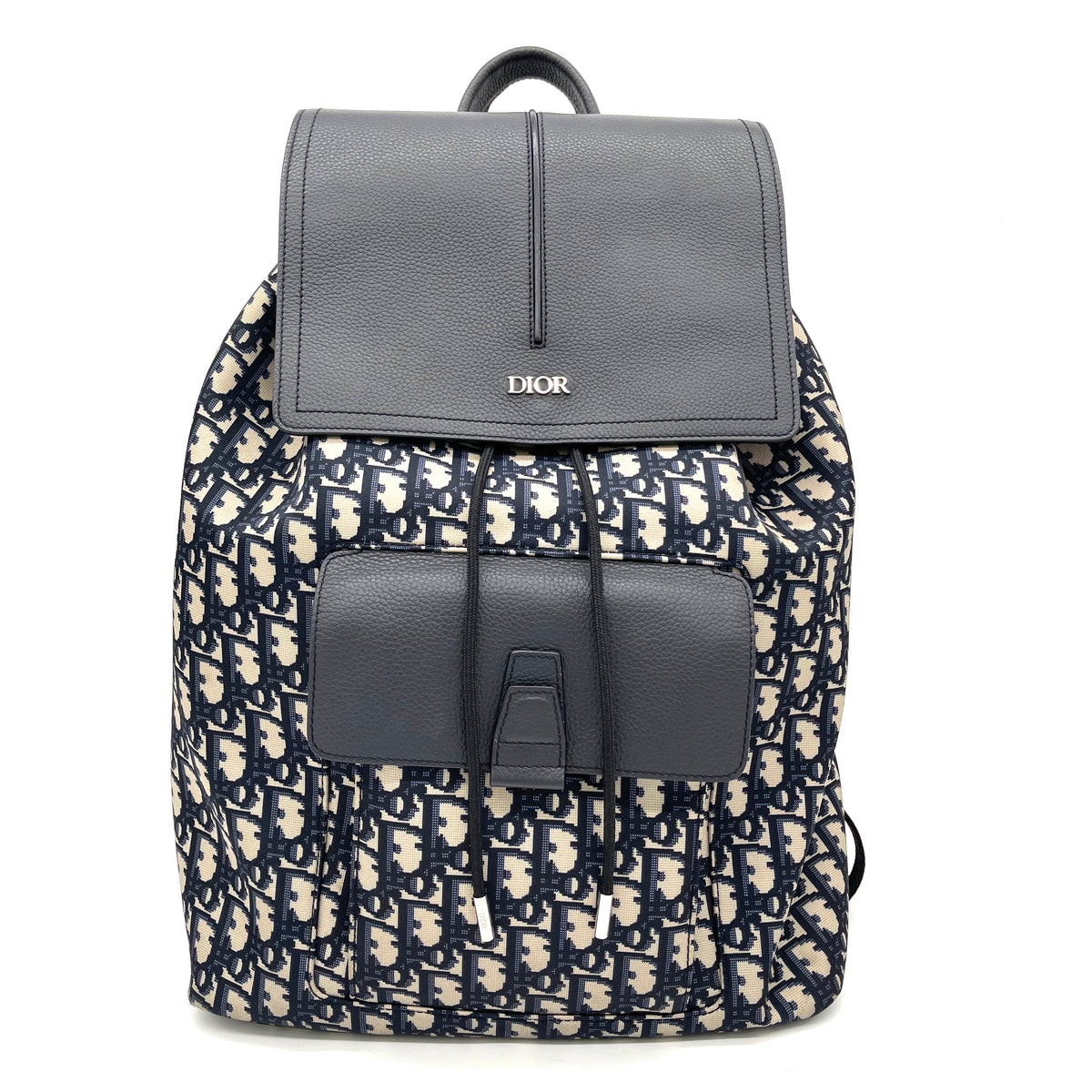 Christian Dior MOTION BACKPACK Beige and Navy Dior Oblique Jacquard and Navy Grained Calfskin Serial #21-BO-1210