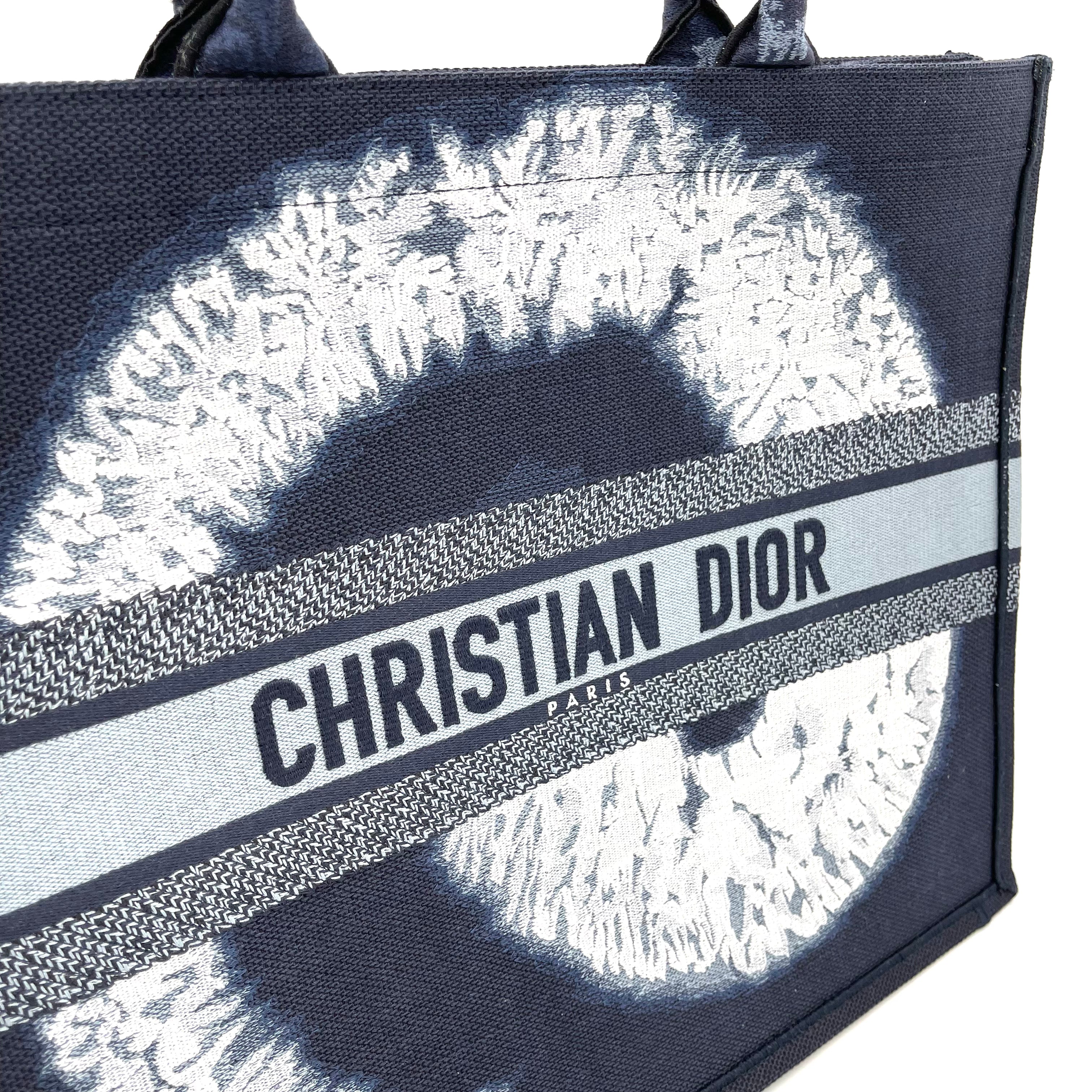 Brand New Christian Dior Tie Dye Book Tote Embroidered Canvas