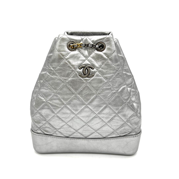 CHANEL Aged Calfskin Quilted Small Gabrielle Backpack White 1249556